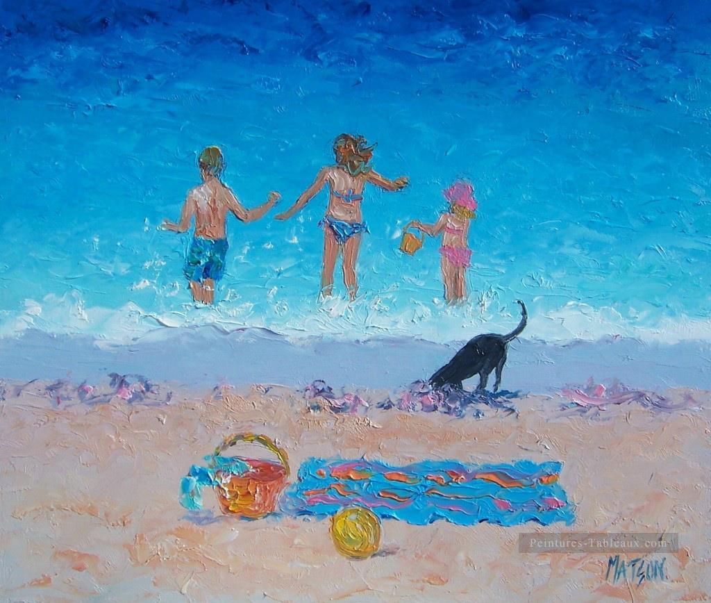 Plaisir au soleil plage Impressionnisme enfant Peintures à l'huile